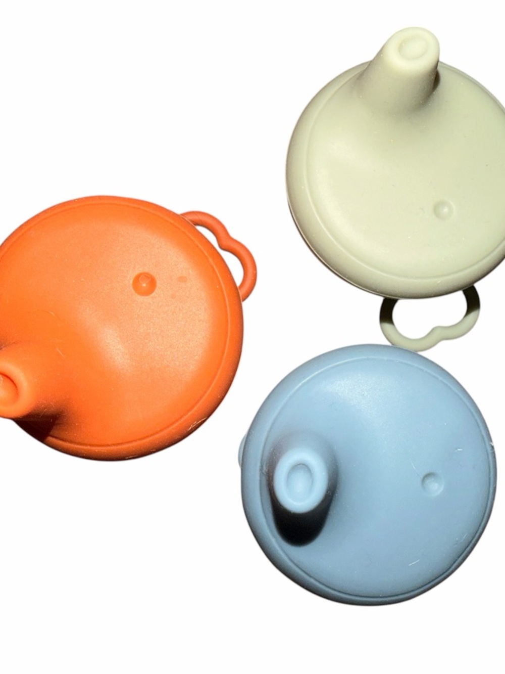 Luna Silicone Sippy Cup Lids Set of 3 Orange Cream Blue